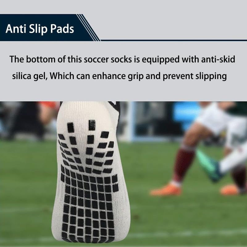 BUKEORE 2 Set Anti-Slip Grip Soccer Socks with Shin Guard Sleeves, Sports Athletic Socks for Men Women - Image 3